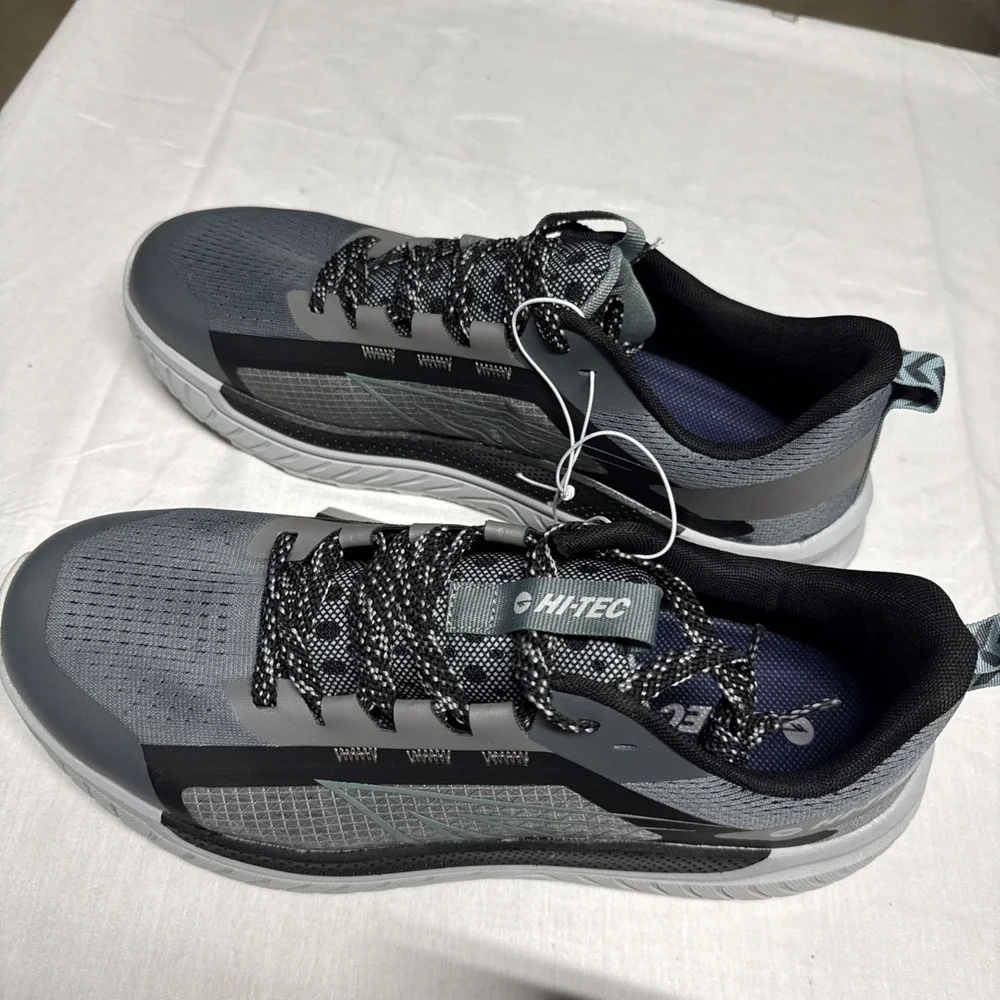 Hi-Tec Mens Shoes Gray Grey Trail Lace-Up Breathable Hiking Running Active